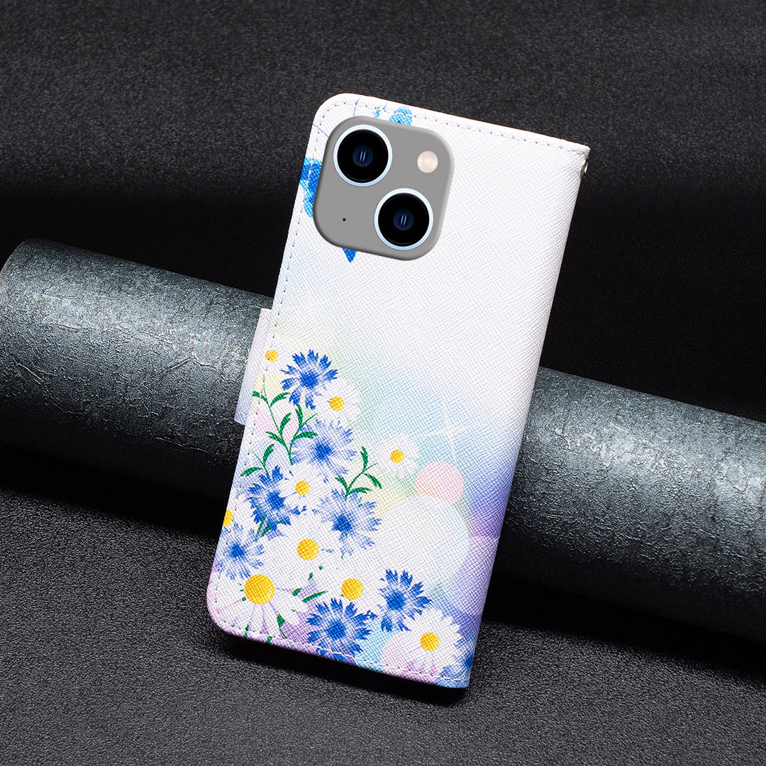 Pattern Printing Phone Leather Case for iPhone 15 Plus , Stand Wallet Full Protection Cover - Butterfly and Flowers Pattern Printing Phone Leather Case for iPhone 15 Plus , Stand Wallet Full Protection Cover - Butterfly and Flowers